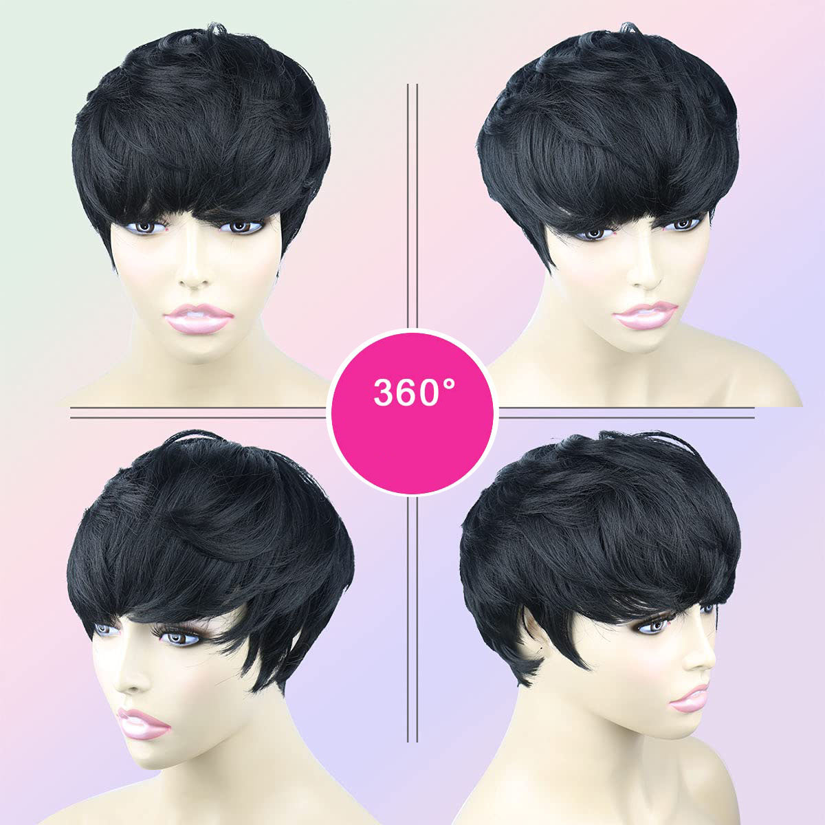 27 Short Hair Pixie Cut Wigs with Bangs Short Wigs for Women Cute Short Pixie Wigs Straight Slight Layered Wavy Synthetic Full Machine Wigs