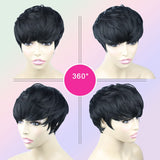 27 Short Hair Pixie Cut Wigs with Bangs Short Wigs for Women Cute Short Pixie Wigs Straight Slight Layered Wavy Synthetic Full Machine Wigs