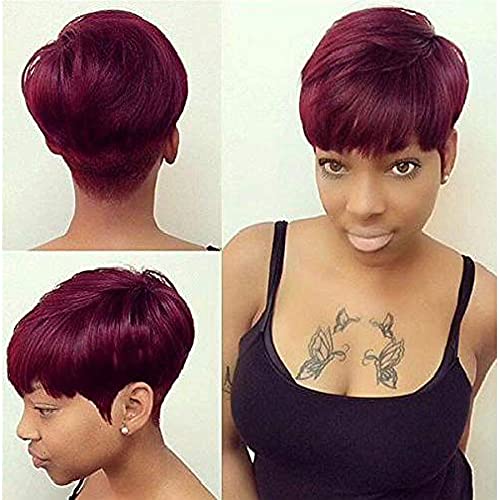 27 Short Hair Pixie Cut Wigs with Bangs Short Wigs for Women Cute Short Pixie Wigs Straight Slight Layered Wavy Synthetic Full Machine Wigs