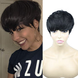 27 Short Hair Pixie Cut Wigs with Bangs Short Wigs for Women Cute Short Pixie Wigs Straight Slight Layered Wavy Synthetic Full Machine Wigs