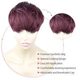 27 Short Hair Pixie Cut Wigs with Bangs Short Wigs for Women Cute Short Pixie Wigs Straight Slight Layered Wavy Synthetic Full Machine Wigs