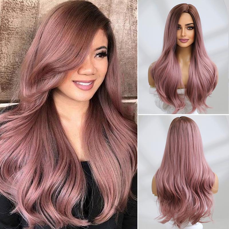lc8041  Long Dark Pink Wigs for Women