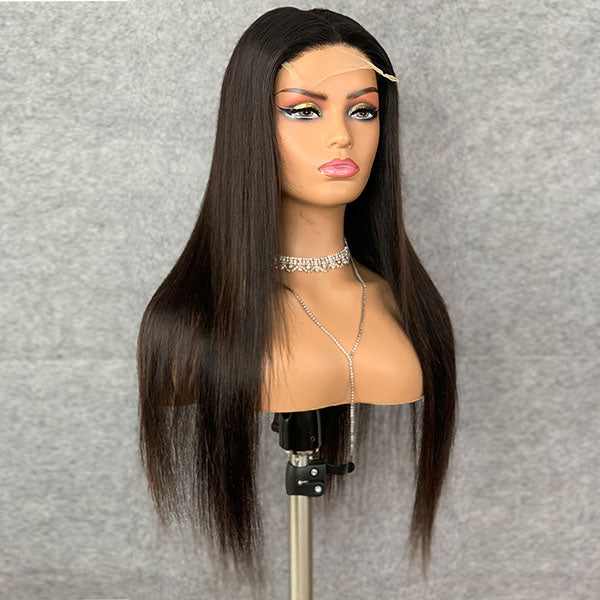 Real HD Lace Frontal Wig  Straight UNDETECTABLE INVISIBLE Closure Lace Wigs 180% Density Natural color ST-HD
