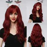 lc6105 Long Burgundy Red Wigs for Women