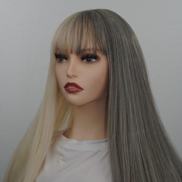 Long Grey and White Wigs for Women