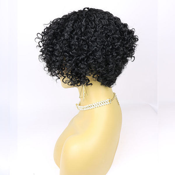 Short Kinky Curly Human Hair Wigs For Black Women Short Wigs No Lace Wig Natural Color 5577