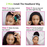 Curly Headband Wig Human Hair Wigs Afro Kinky Curly Wig with Headband HBW-1B27KC