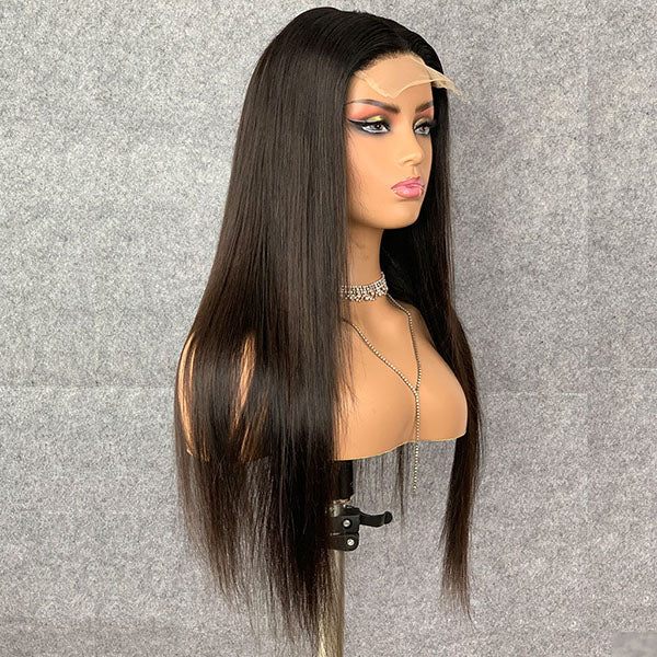 Real HD Lace Frontal Wig  Straight UNDETECTABLE INVISIBLE Closure Lace Wigs 180% Density Natural color ST-HD