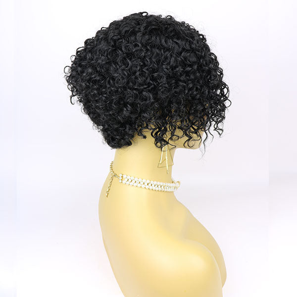Short Kinky Curly Human Hair Wigs For Black Women Short Wigs No Lace Wig Natural Color 5577