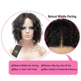 Bob Wavy Lace Frontal Wigs for Black Women 13x6 Short Wavy Bob Wigs Natural Color AEM