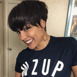 27 Short Hair Pixie Cut Wigs with Bangs Short Wigs for Women Cute Short Pixie Wigs Straight Slight Layered Wavy Synthetic Full Machine Wigs