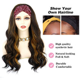 Long Headband Wigs for Black Women Long Black Wavy Wig Synthetic Headband Wig for Black Women 22 Inch 180% Density