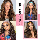 Long Headband Wigs for Black Women Long Black Wavy Wig Synthetic Headband Wig for Black Women 22 Inch 180% Density