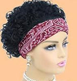 Short Curly Headband Wig for Women Pixie Cut Kinky Curly Glueless Half Wigs 150% Density Black 1b# 6 Inch