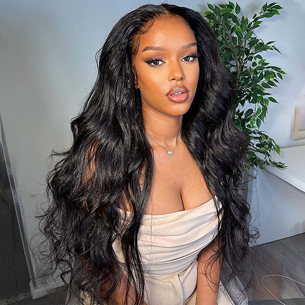 VRZ Loose Body Wave Human Hair Lace Frontal Wig 180% Density Transparent Lace Wigs Natural color LBW-TR